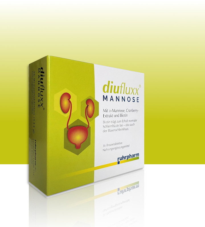 diufluxx® Mannose natürliches Nahrungsergänzungsmittel gegen wiederkehrende Blasenentzündungen